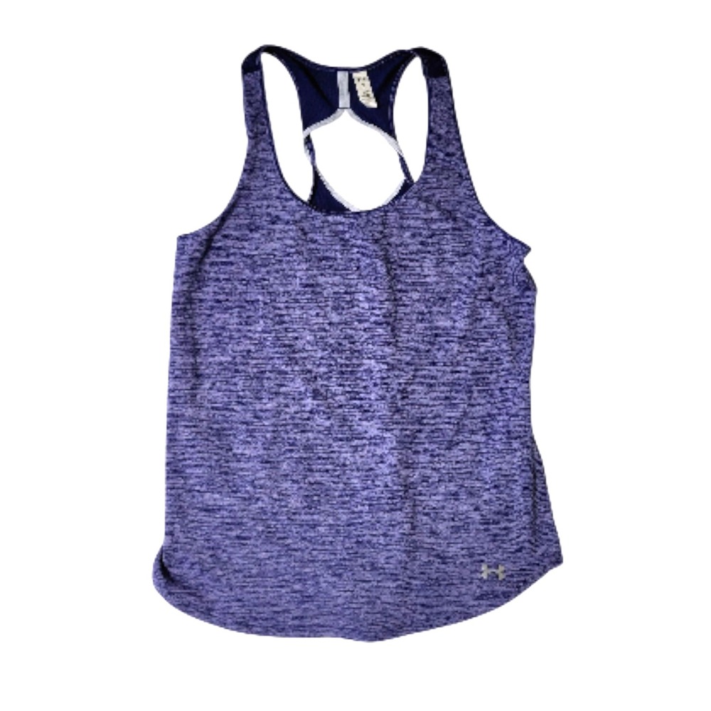 Under Armour Threadborne Twist Back Tank Top Womens Medium Purple Heat Gear New